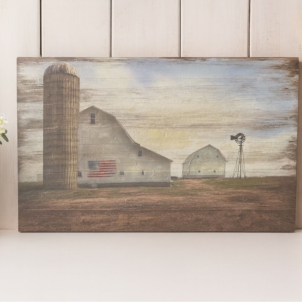 Hobby Lobby Rustic Farmhouse Barn Illustration - Brown and Cream